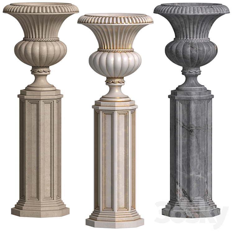Classical Vase on a Pedestal for decorating the facade.LARGE WICKFORD URN.Classic outdoor Vase.Flowerpot 3D Model