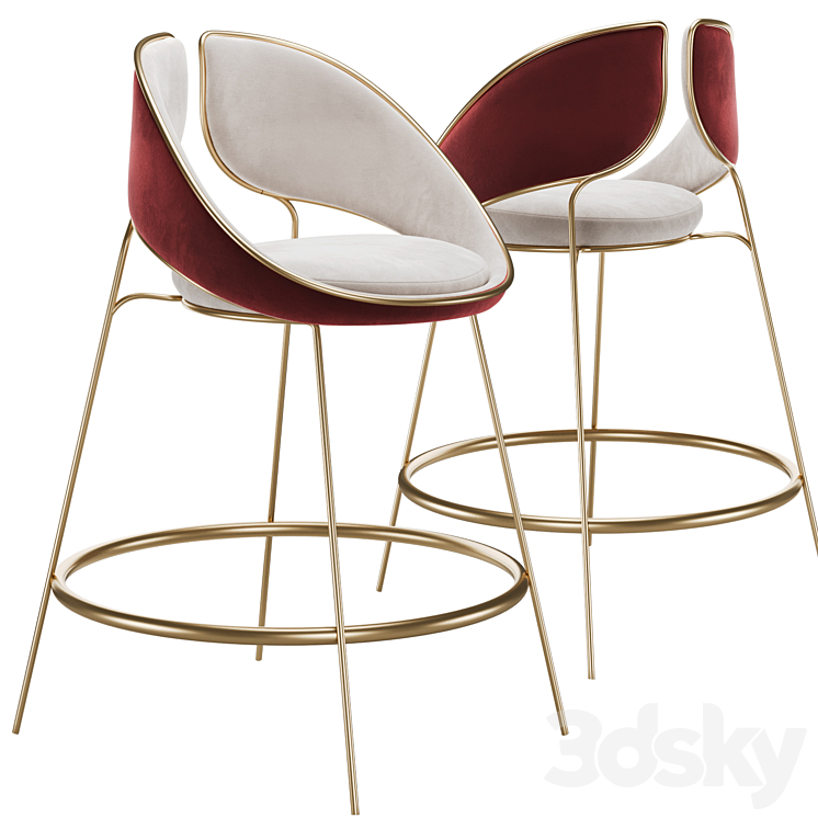 Hyoku Bar Chair Stool by Alma de Luce 3D Model