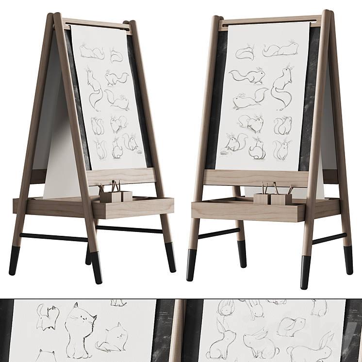 390 CB2 Wooden Kids Art Easel by Crate&kids 01 3DS Max Model - thumbnail 1