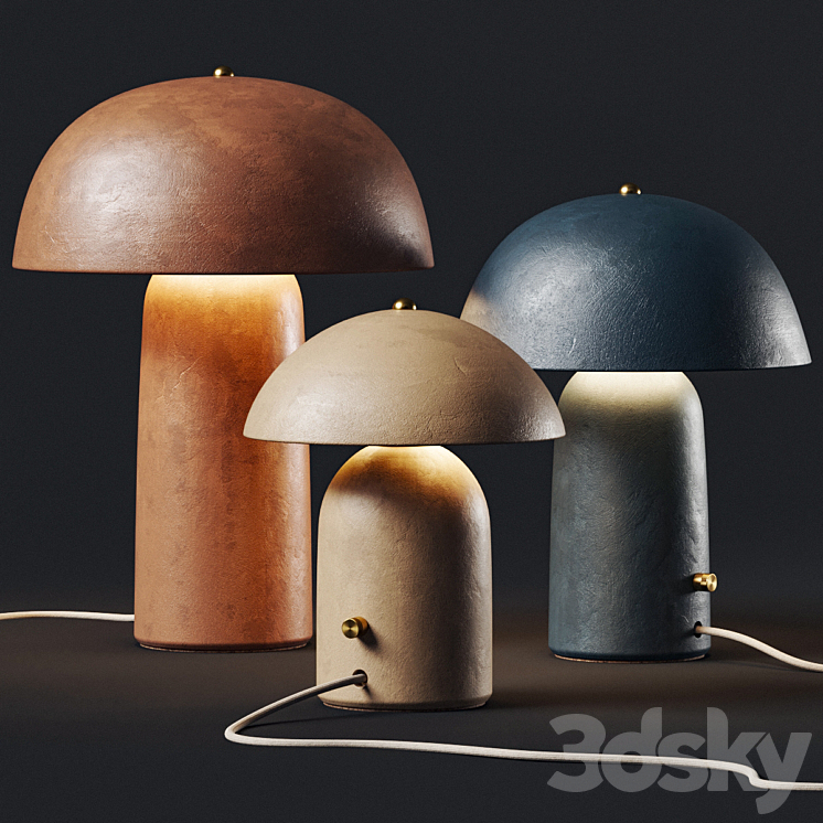 Ceramicah Raku Tera Lime Plaster Table Lamps 3D Model Free
