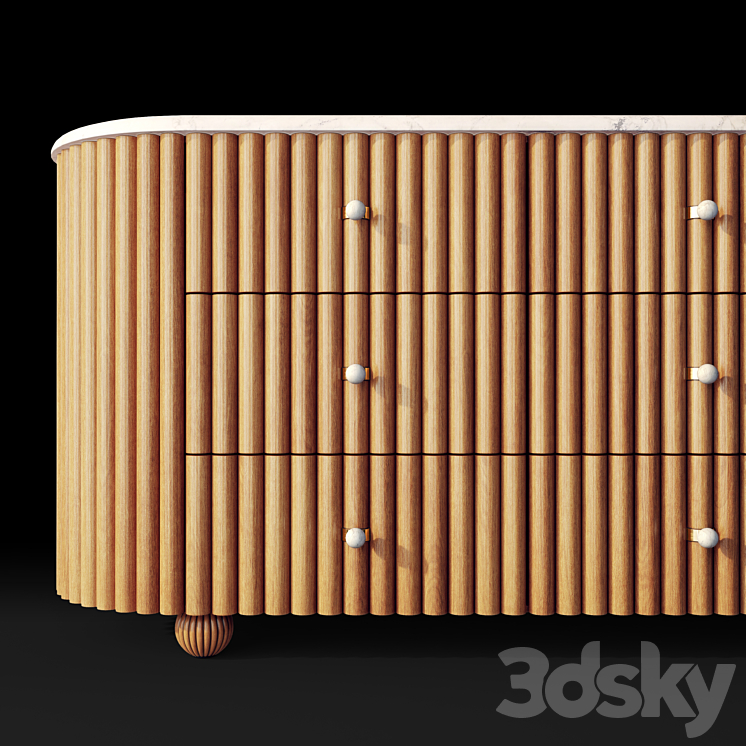 Chest of drawers oval bedside table Carlisle Soho Home 3DS Max Model - thumbnail 2