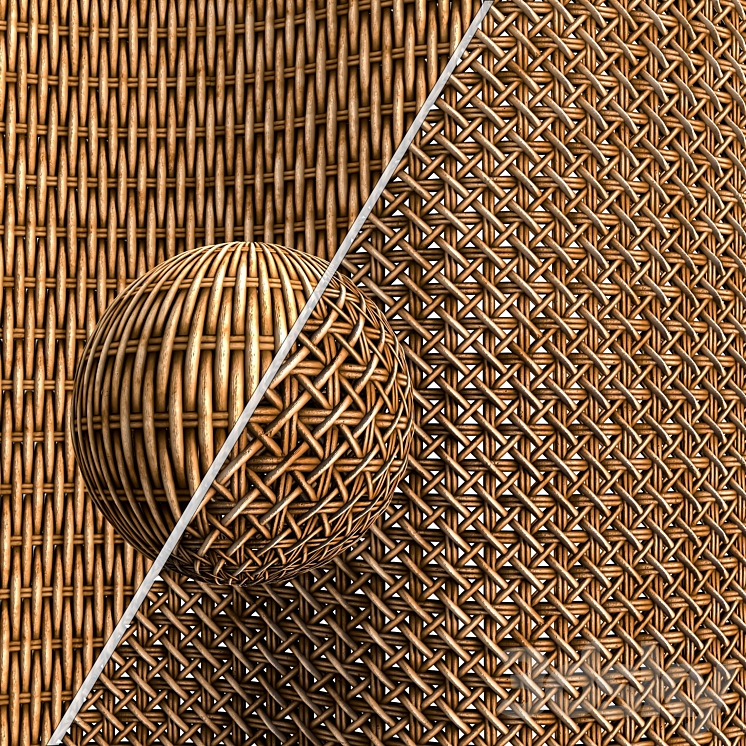Woven bamboo & rattan cane material -vol.02 3DS Max Model - thumbnail 1
