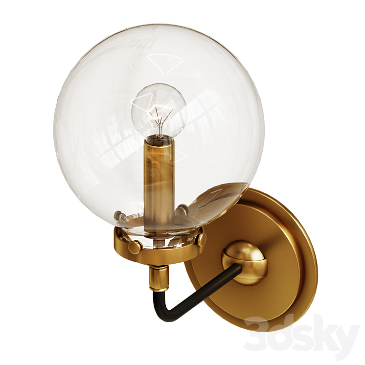 Rh bistro globe clear glass single sconce 3DS Max - thumbnail 1