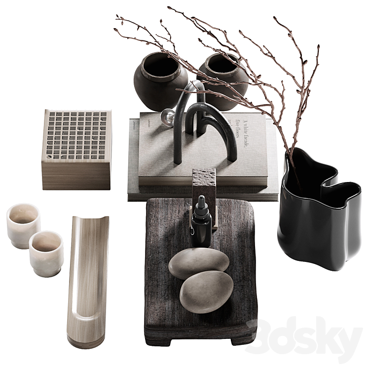 Decorative coffee table set 45 3D Model Free