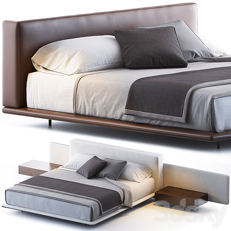 Horizonte bed by Minotti 3DS Max Model - thumbnail 1