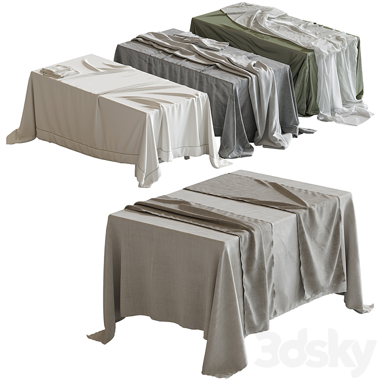 Tablecloth on a rectangular table 74 3DS Max Model - thumbnail 1