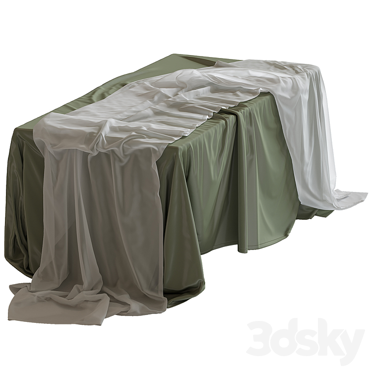 Tablecloth on a rectangular table 74 3DS Max Model - thumbnail 2