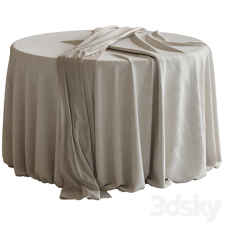 Tablecloth on a round table 77 3DS Max Model - thumbnail 2