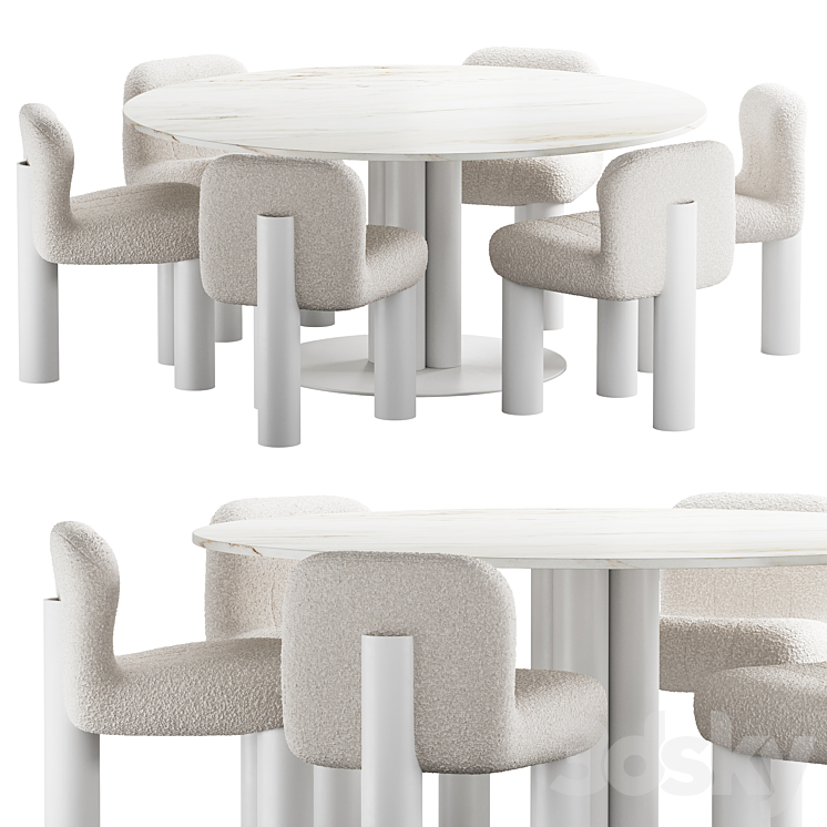 437 dinning set 05 Arflex Goya table with Arflex Botolo armchair 3D Model Free
