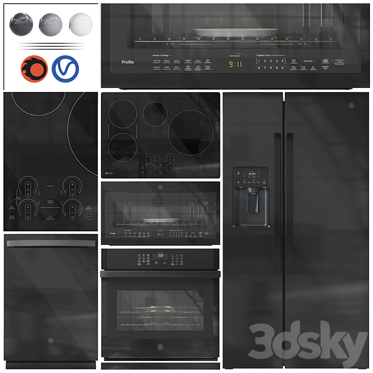 GE Appliance Collection Set01 - Kitchen appliance - 3D model