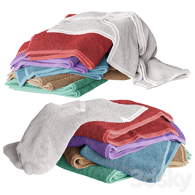 Multi-colored terry towels - Bathroom accessories - 3D model
