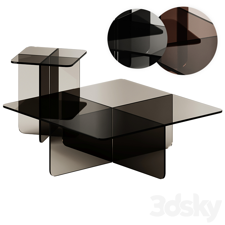 EQ3 Verre end Table Coffee and Side Table 3D model