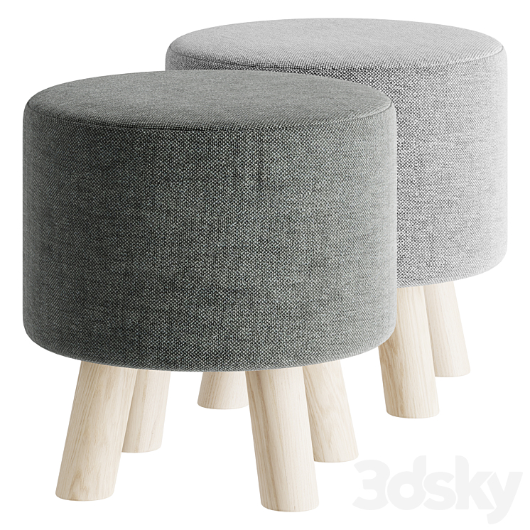 Montana Knitted Cream Stool Other soft seating 3D model