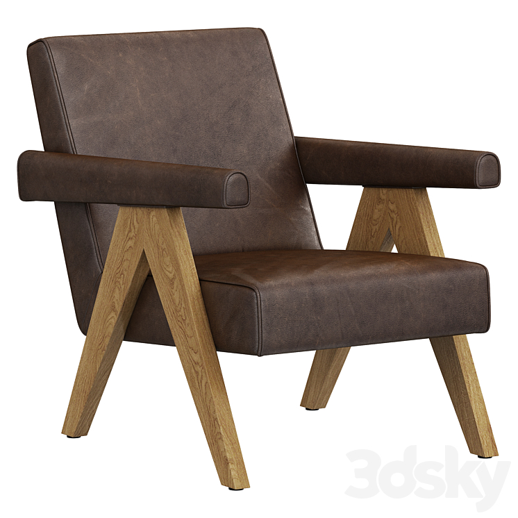 Restoration Hardware Jakob Leather Lounge Chair Chair 3D model