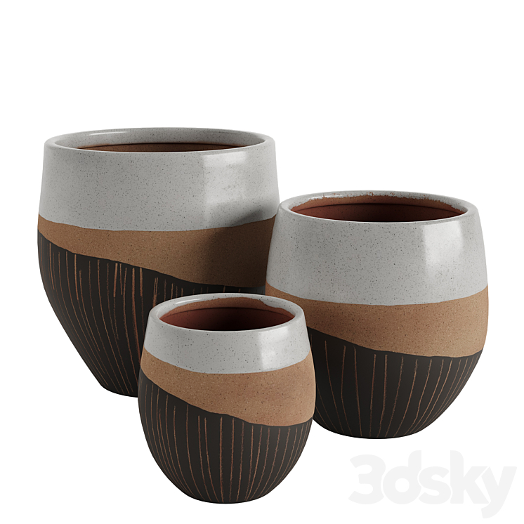 Neutral Earth Tones Vases Set Vase 3D model
