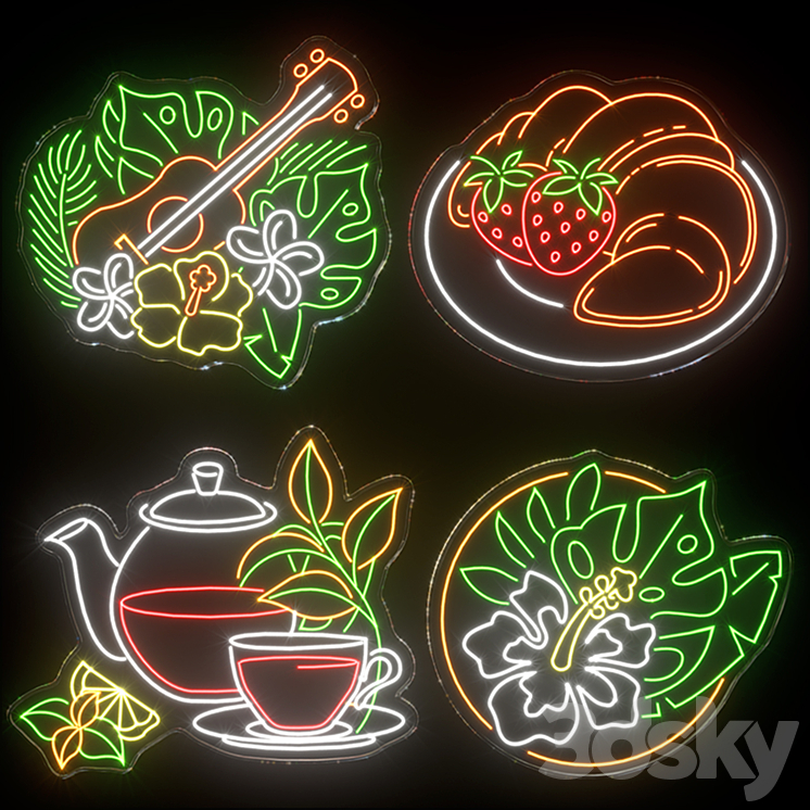 Neon Light modules Set 0023 - Neon - 3D model