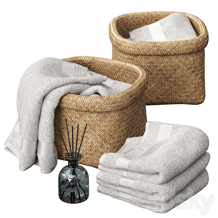 Seagrass storage basket H&M Bathroom accessories 3D model
