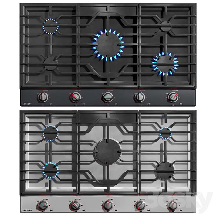 36 Smart Gas Cooktop with Illuminated Knobs in Black Stainless Steel