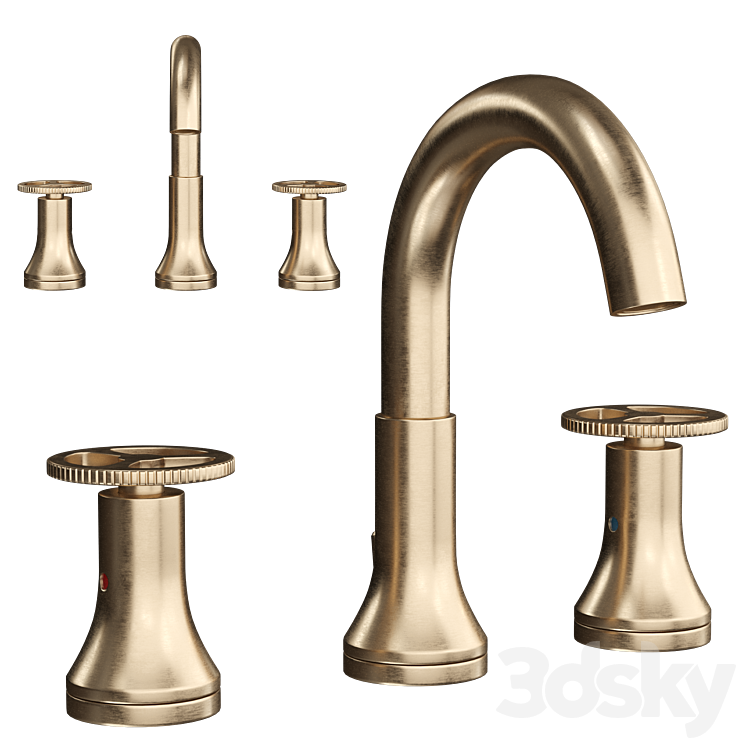 TwoHandleWidespreadBathroomFaucetInChampagneBronze Faucet 3D