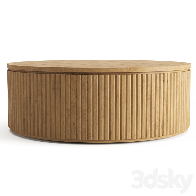 RH BYRON TEAK ROUND COFFEE TABLE Table 3D model