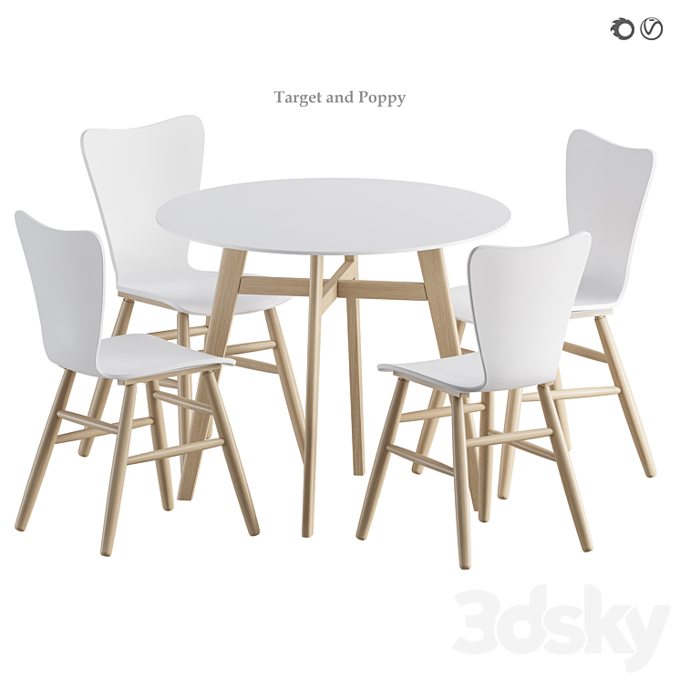 Target and Poppy Dining Set Table + Chair 3D model