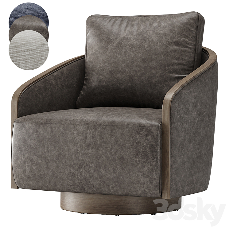 Pomona Swivel fabric and leather Chair By Arhaus Arm chair 3D model