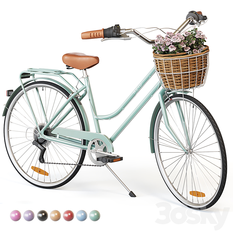Vintage Reid bicycle with basket Sports 3D model