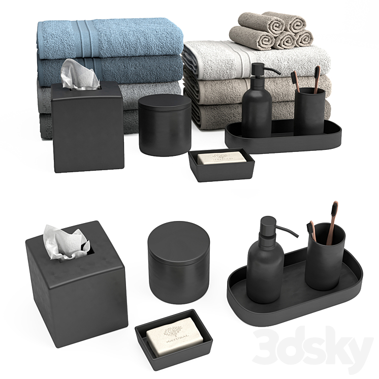 Bathroom accessories Matte Black Porcelain Bathroom accessories 3D