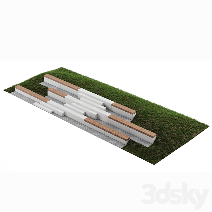 Amphitheater built into geoplastics - Urban environment - 3D model