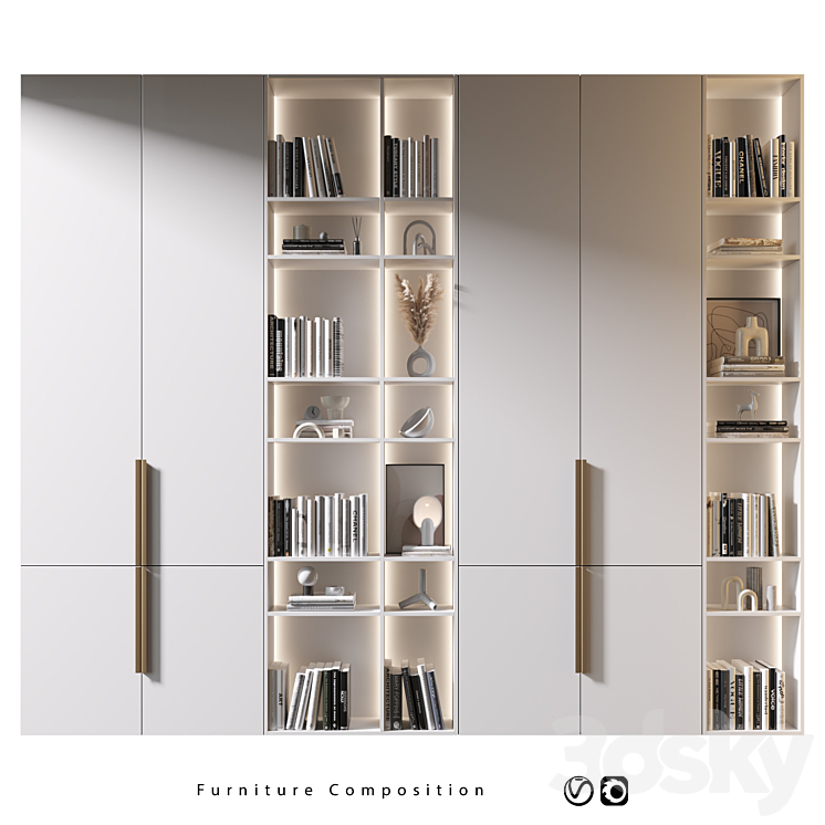 Furniture Composition | 599 - Wardrobe & Display cabinets - 3D model