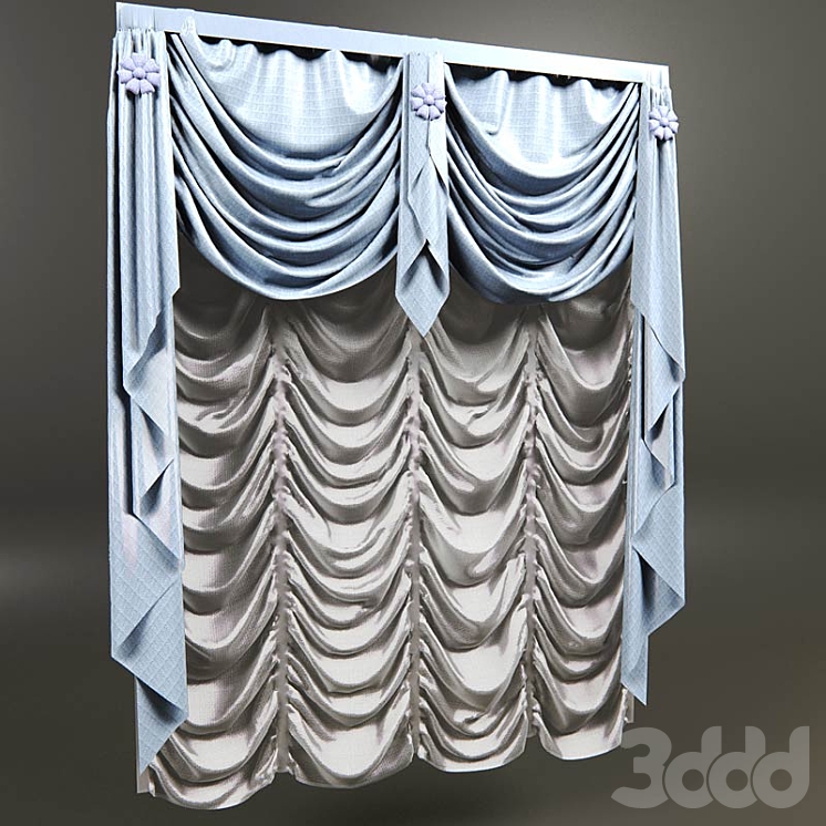 гирлянды и австрийская штора - Шторы - 3D модель