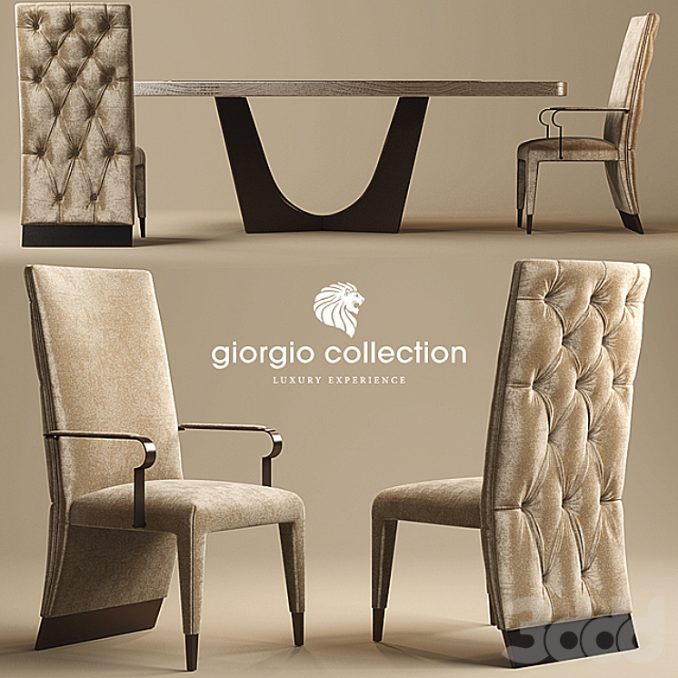 Стол и стул Giorgio Lifetime Dining Chairs - Стол + стул - 3D модель