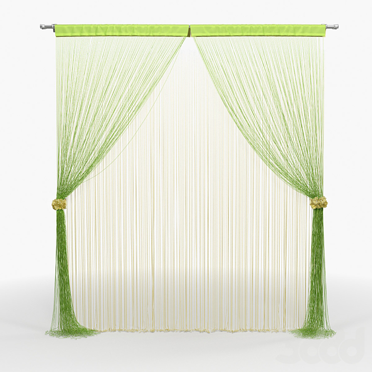 Веревочная штора кисея - Шторы - 3D модель