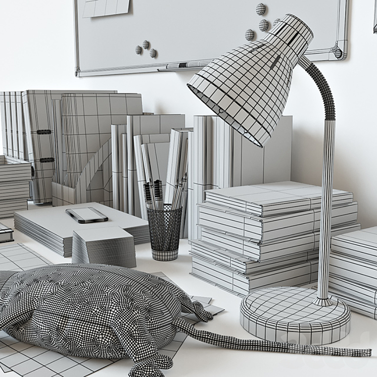 Набор мелочей для офиса - Другие предметы интерьера - 3D модель