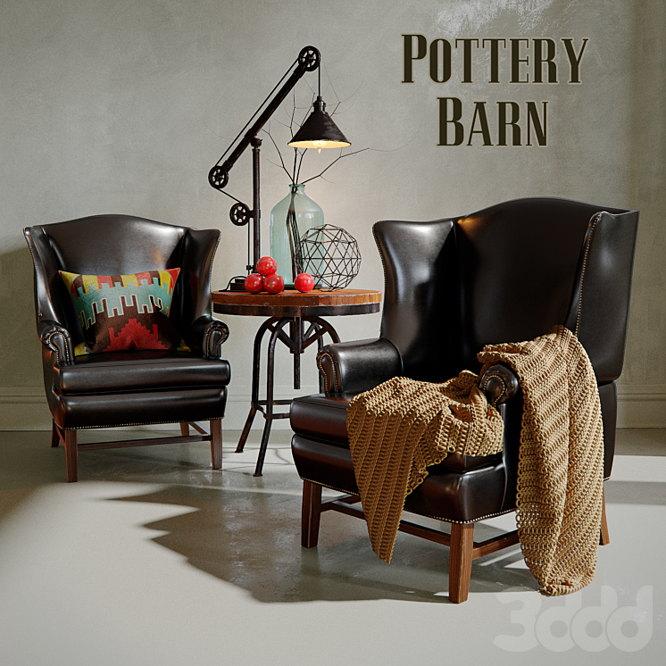 Pottery barn thatcher sales leather wingback chair