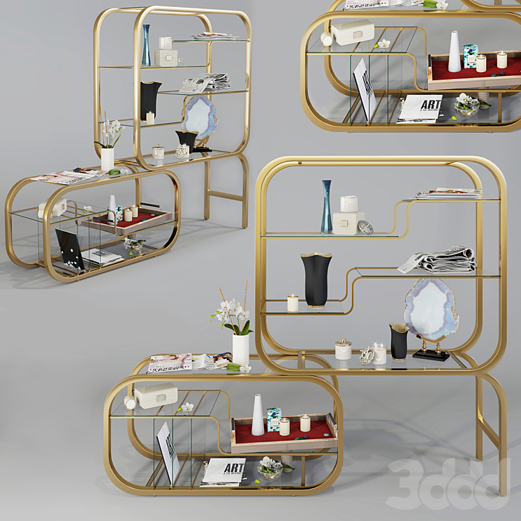 Milo Baughman for Dia Brass Etagere 3D