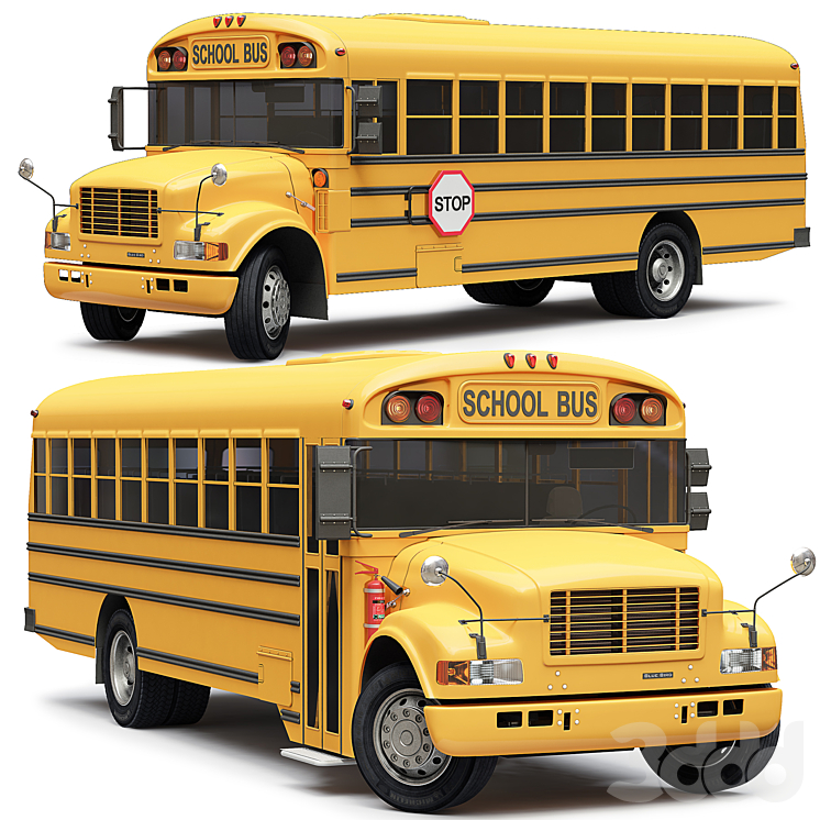School Bus Blue Bird - Транспорт - 3D модель