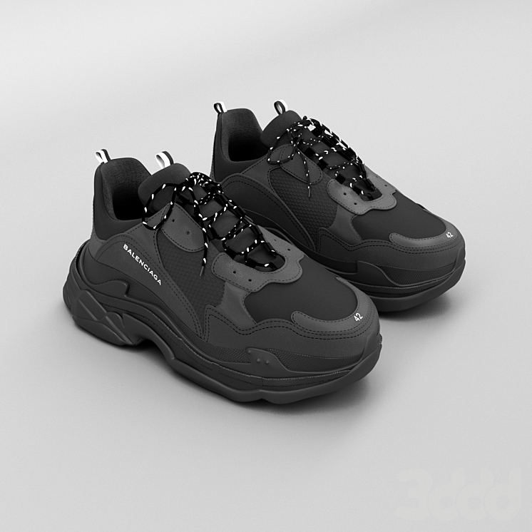 Модель баленсиага. Balenciaga 3s. баленсиага 3 плс. balenciaga 3d model. balenciaga triple s black.