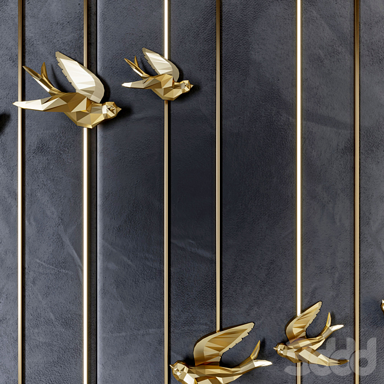 Золотые птички 2. 3д панель птицы 463*672*28. Стеновые панели с птичками. Декор золотые птички. Золотые птицы на стену.
