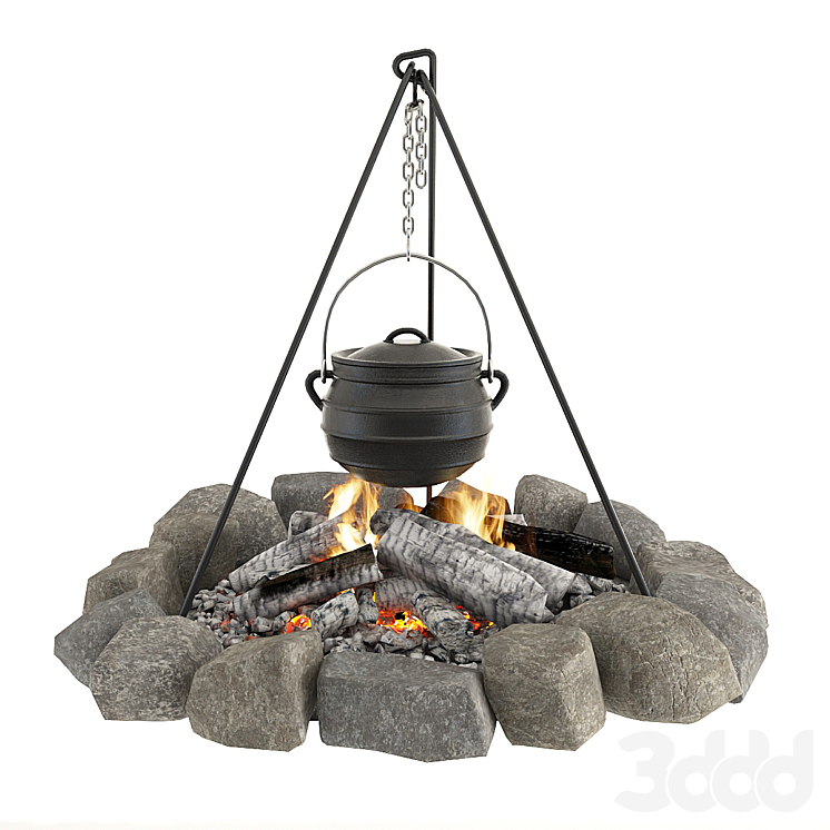 Котелок на костре - Разное - 3D модель