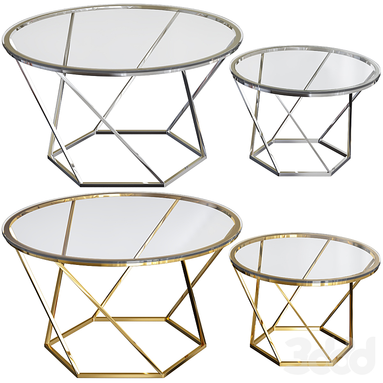 Millie Glass Nesting Coffee Tables Столы 3D модель