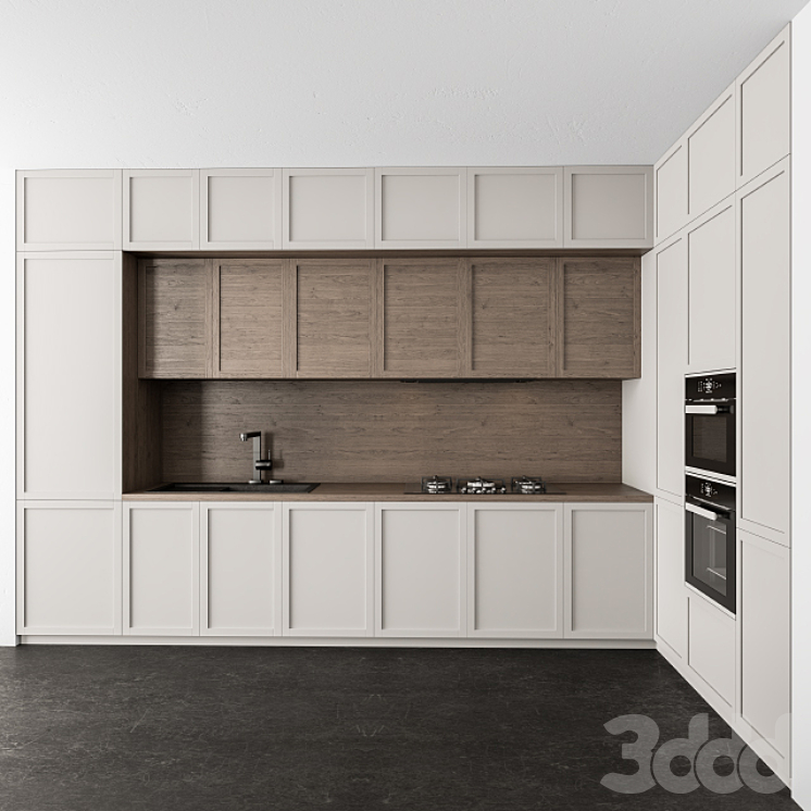 Kitchen Neo Classic - White and Wood 31 - Кухни - 3D модель
