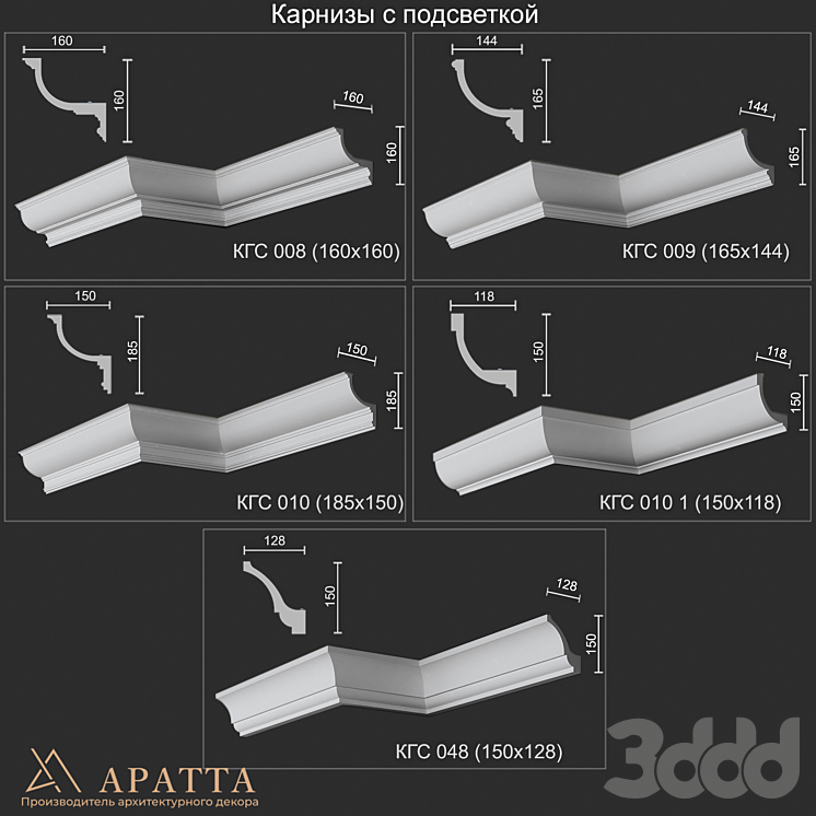 Карнизы с подсветкой КГС 008, 009, 010, 010 1, 048 - Лепнина - 3D модель