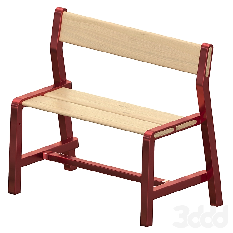 IKEA CHILDRENS BENCH YPPERLIG BEECH DARK RED 3D