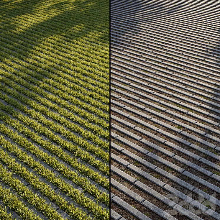 Эко-мощение Тип 1 Паттерн 13 - Брусчатка - 3D модель