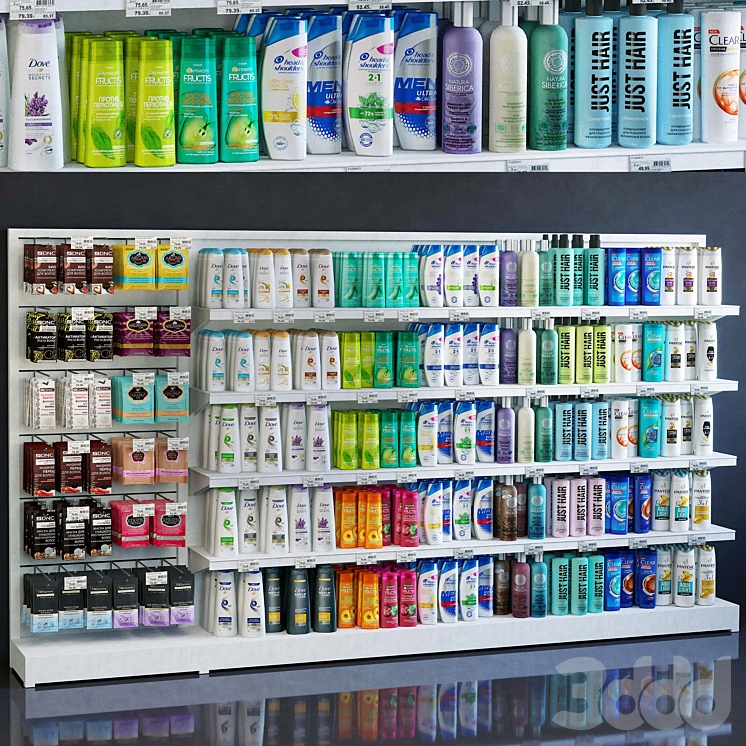 Витрина 044 Шампуни - Магазин - 3D модель