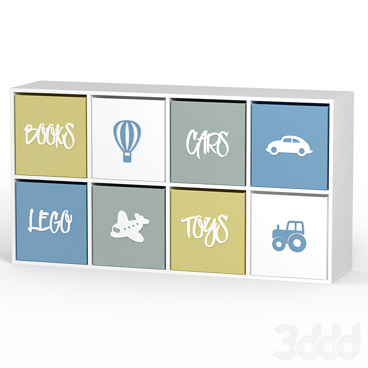 Стеллаж детский с ящиками для хранения - Стеллаж - 3D модель