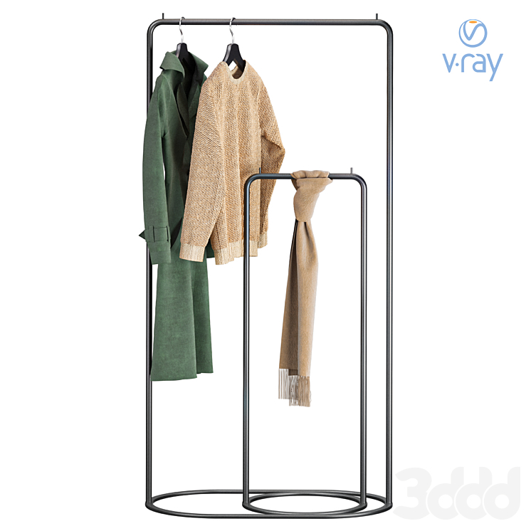 НАПОЛЬНАЯ Вешалка O&O clothes rack black одежда - Одежда - 3D модель