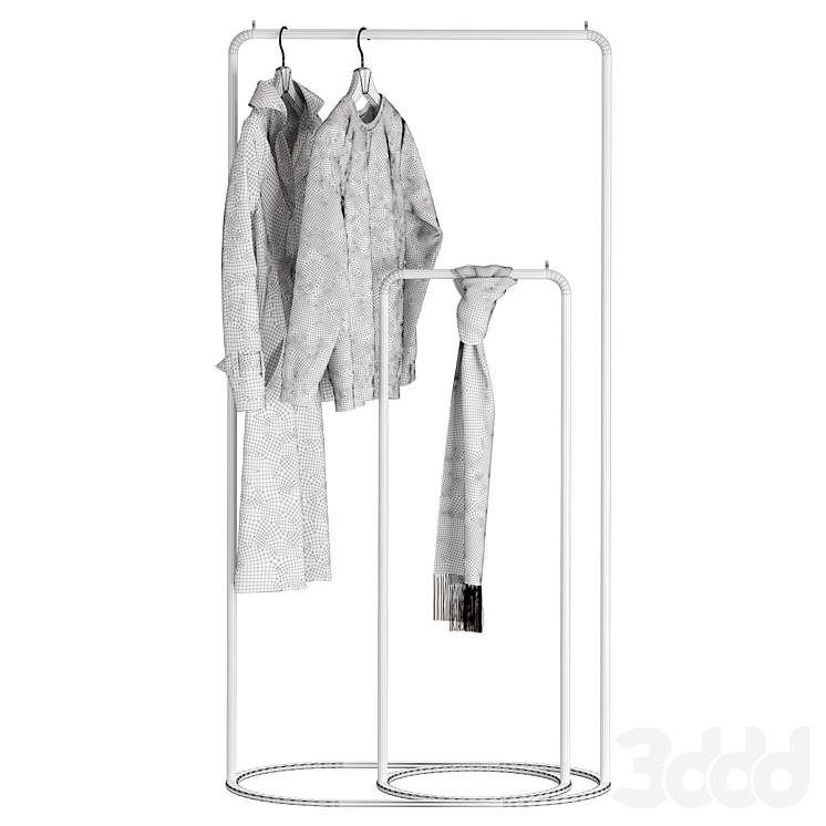 НАПОЛЬНАЯ Вешалка O&O clothes rack black одежда - Одежда - 3D модель