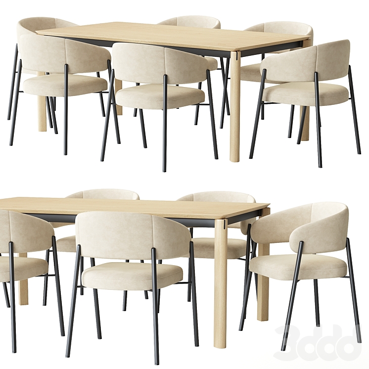 Linda chair and Laga table - Стол + стул - 3D модель